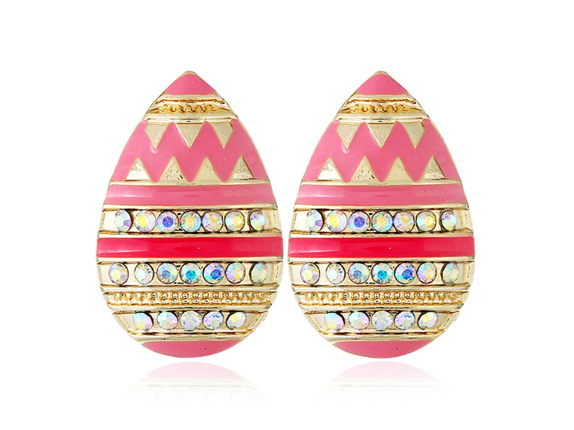 Brinco De Prata Estilo Étnico Pendente De Gota Com Strass