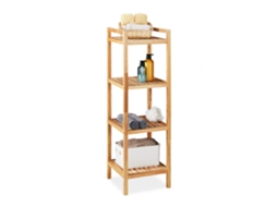 Prateleira De Banho Relaxdays, Nogueira, 4 Prateleiras, Axlxp: 110 X 35 X 35 Cm, Prateleira Para Banheiro, Natural