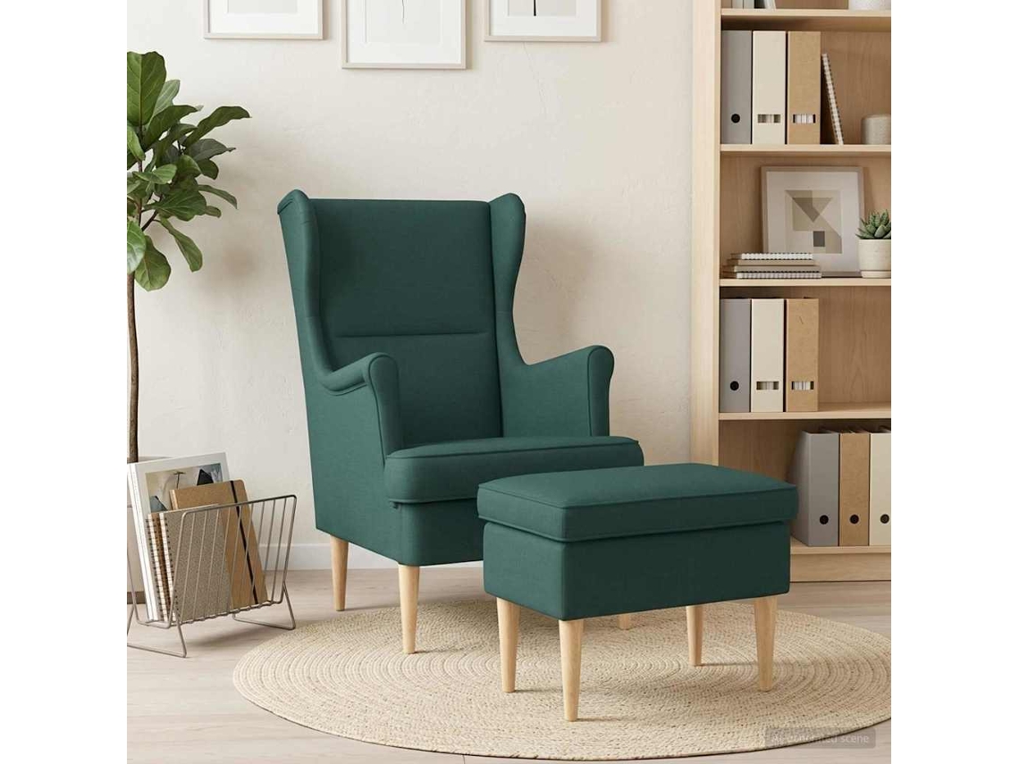 Vidaxl Poltrona Com Puff 2 Unid. Verde-escuro Tecido