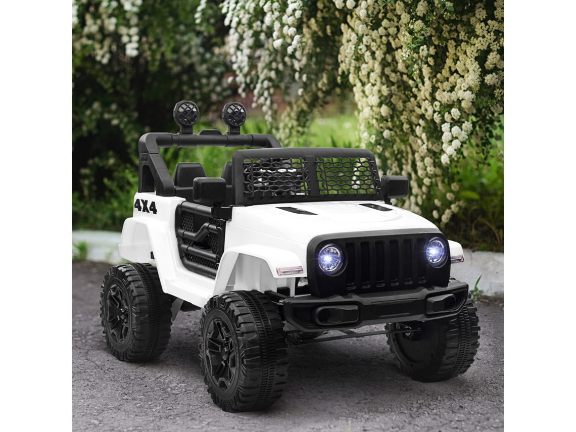 Carro Elétrico Infantil 12v Com Tração Traseira, 5 Km/h, Controle Remoto, Luz E Som Suaves, 100x65x72 Cm, Branco