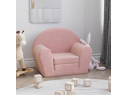Vidaxl Sofá-cama Infantil De Pelúcia Rosa