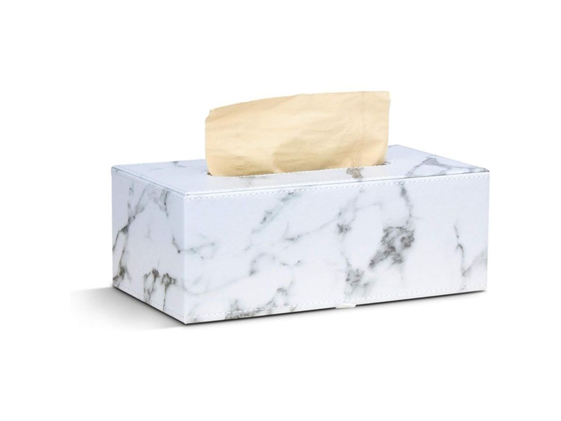 Porta Cajetillas De Papel De Piel Pu Rectangular Diseño Mármol Blanco Para Hogar Oficina Coche