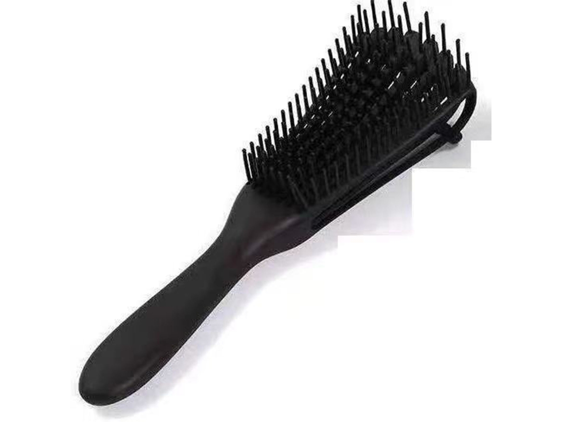 Escova Desembaraçadora 8 Linhas Com Função De Massagem Ergonômica Portátil Universal Para Cabelos Cacheados Preta