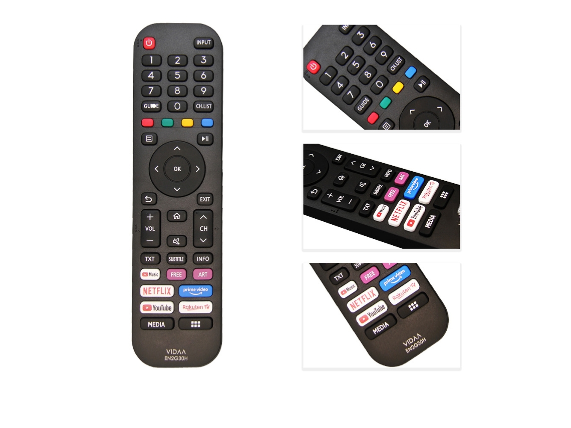 En2g30h Para Controle Remoto Hisense Vidaa Tv Substitui Botões Netflix, Prime Vido, Youtube, Rakuten Tv SUNNY SPACES