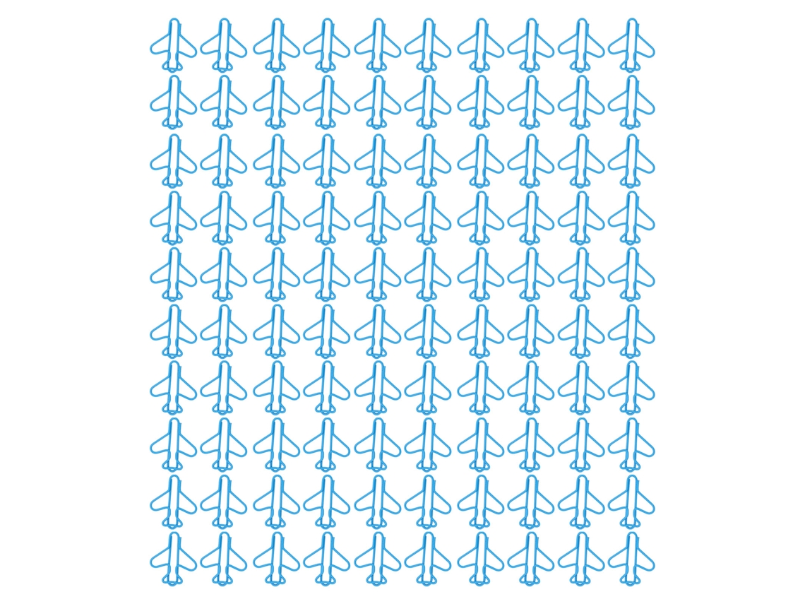 100 Pinças de Papel Bonitas Forma de Avião com Fio Revestido Cores Vibrantes para Scrapbook Cartão Manualidades Azul