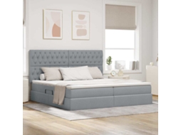 Vidaxl Cama de Armazenamento Led com Colchão Cinzento claro