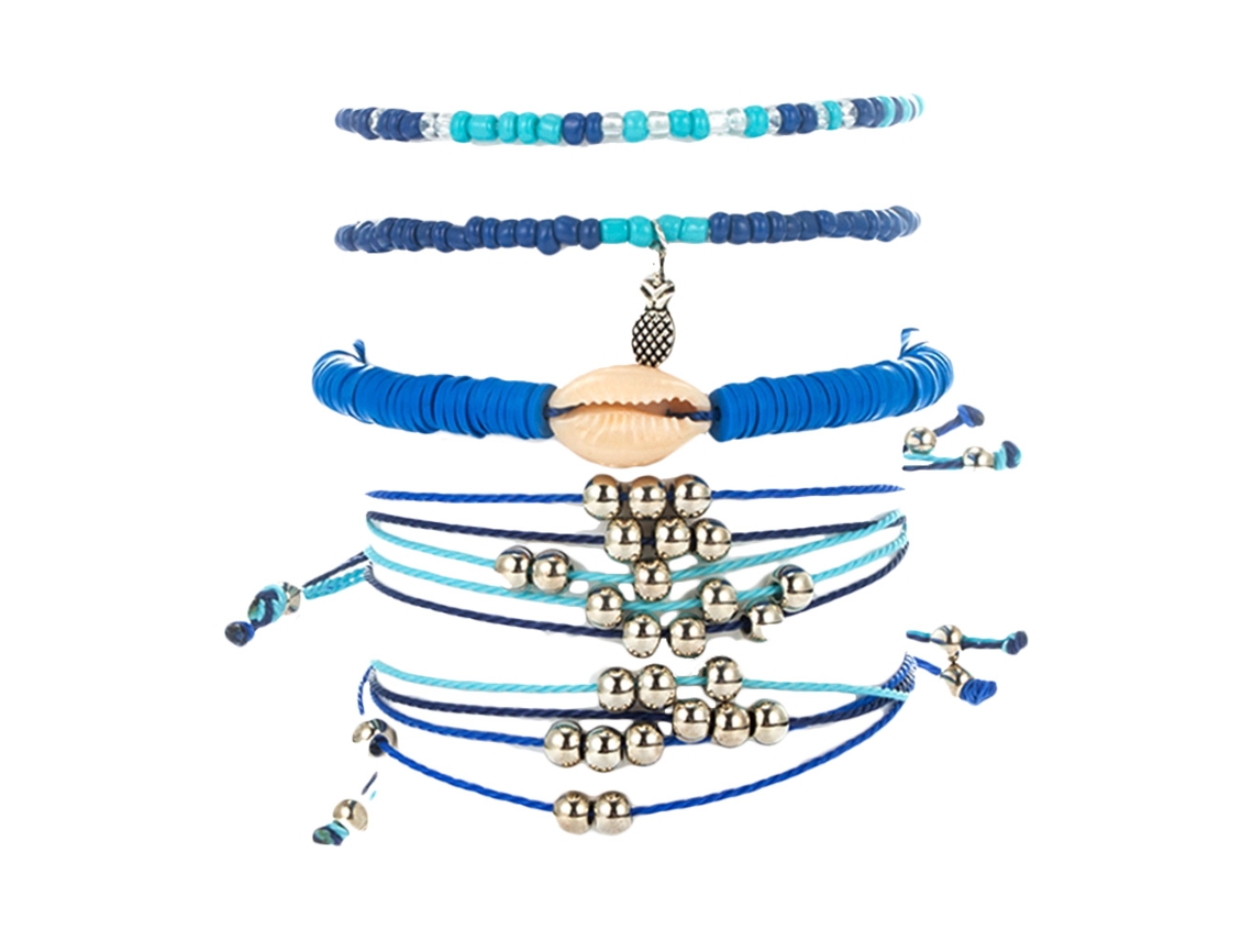 Bracelete De Contas Com Múltiplas Camadas Conjunto Tecido