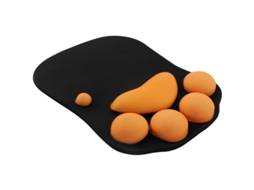 Mouse pad YURU com apoio de pulso, ergonômico, preto e laranja