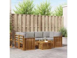 Vidaxl Conjunto De Sofás Para Exterior 7 Unid. Cinza Natural E Claro