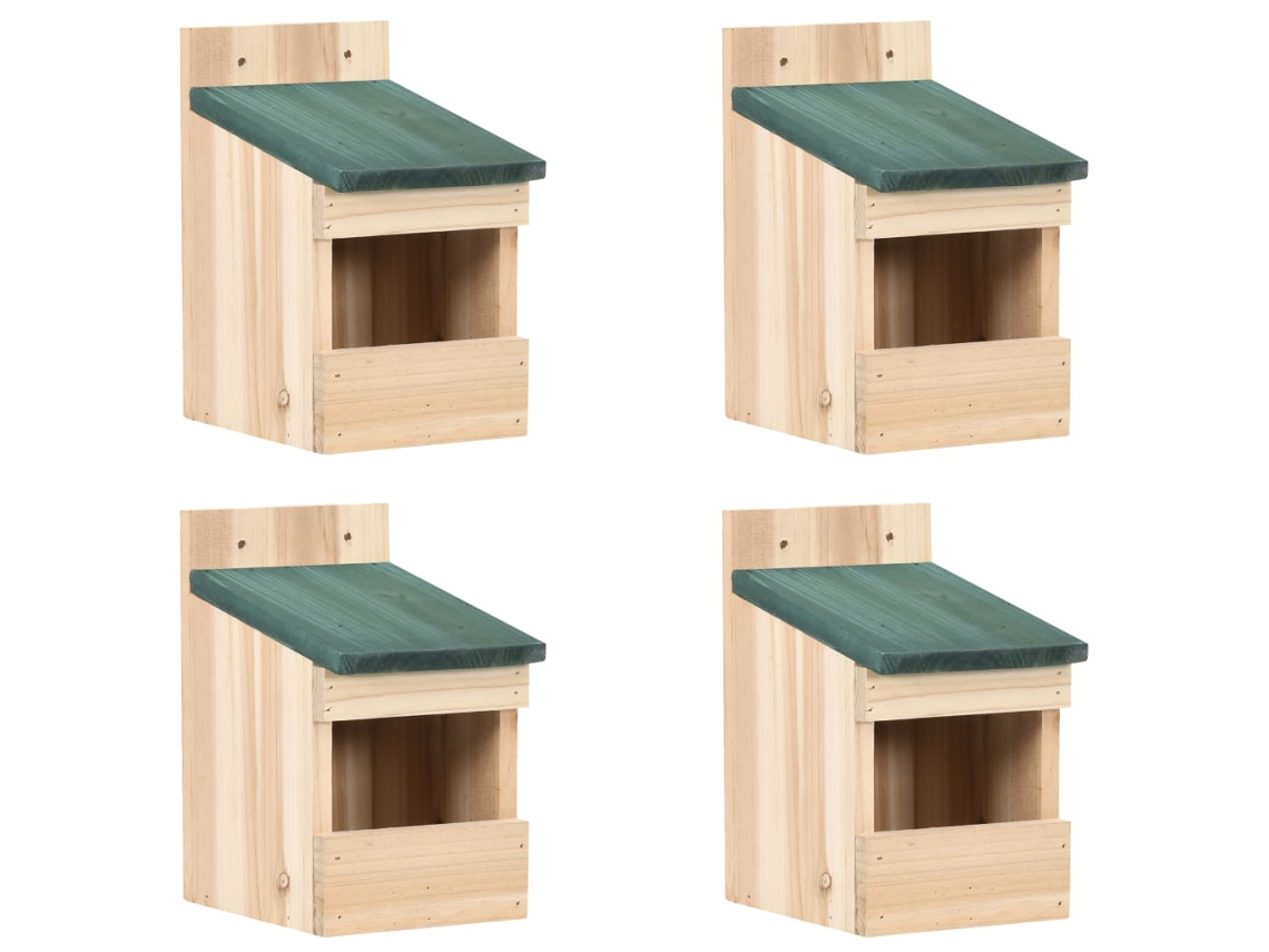 Vidaxl Casas Para Pássaros 4 Pcs 12x16x20 Cm Madeira De Abeto