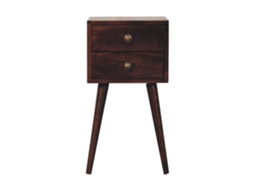 Mini Cômoda California Walnut Em Madeira Maciça Com 2 Gavetas, Castanho Escuro ARTISAN FURNITURE EST 1995 TM