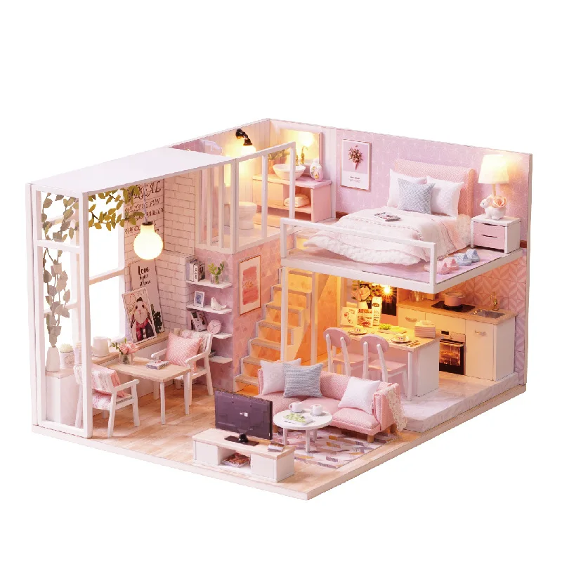 Quarto de Princesa Tranquilo, Casa de Bonecas 3d de Madeira para Montar MDUG