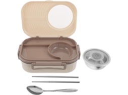 Marmita Bento Alipis Em Aço Inoxidável Com 3 Compartimentos, Portátil E Reutilizável, Com Colher, Pauzinhos E Tigela