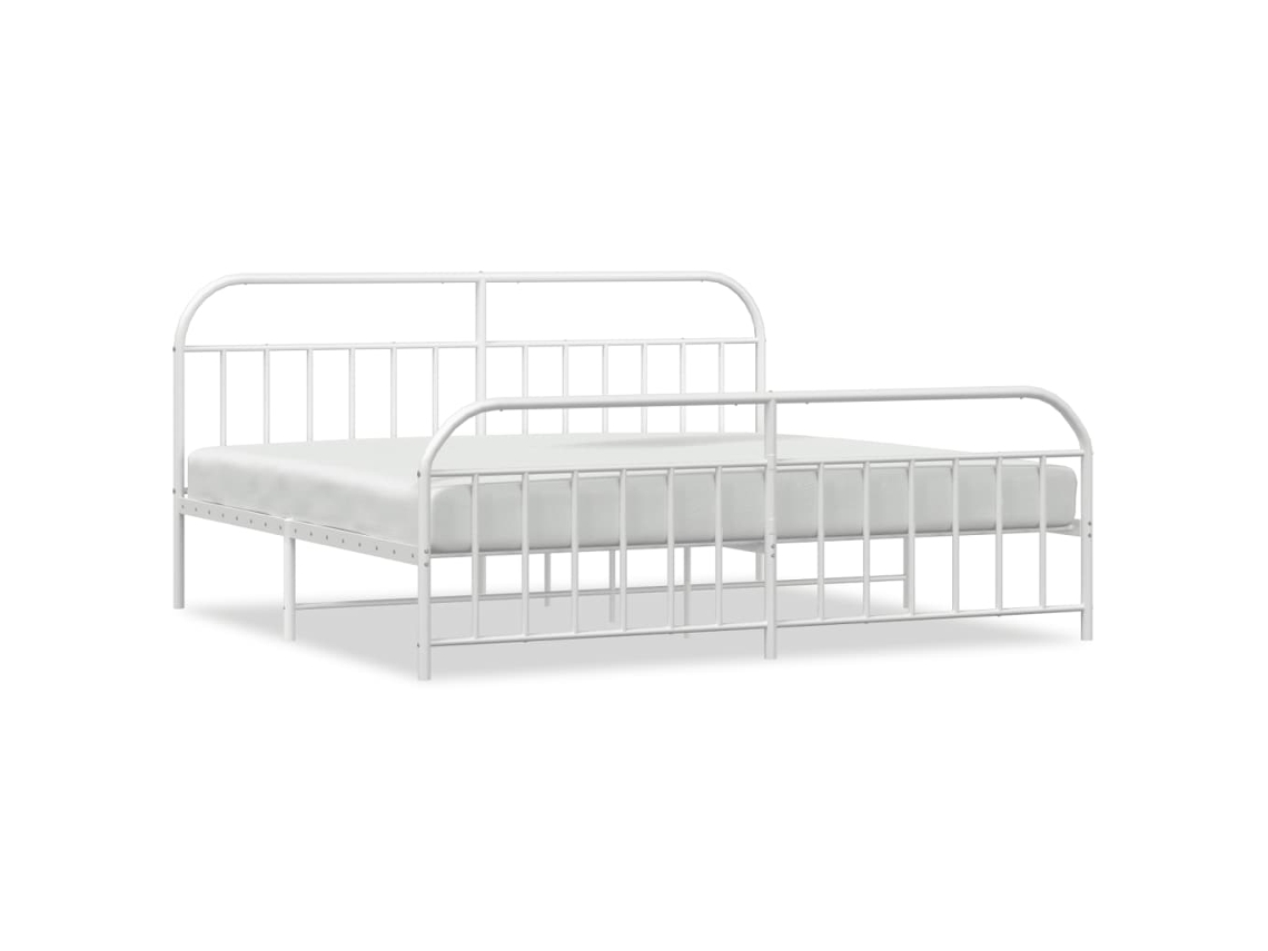 Bed Frame, Bed Frames Vidaxl Branco Aço (193 X 203 Cm)