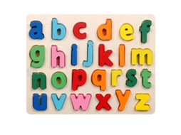 Quebra-cabeça de madeira com letras e números da ATS para crianças - Brinquedo educativo ABC - Presente ideal para meninos e meninas