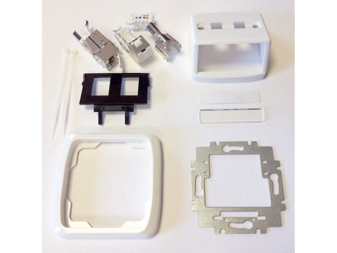 Conector de dados Datacom Abb Tango STP Cat6a 2xRJ45 Skey branco