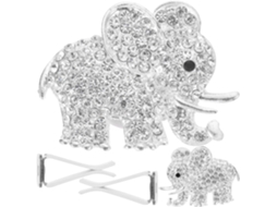 Conjunto De 2 Clipes De Ventilação Para Carro Em Formato De Elefante, Em Liga Metálica Prateada Com Cristais.
