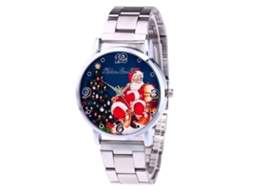 Relógio de quartzo com pulseira de aço, mostrador com Papai Noel, unissex, casual Zhoulianfa
