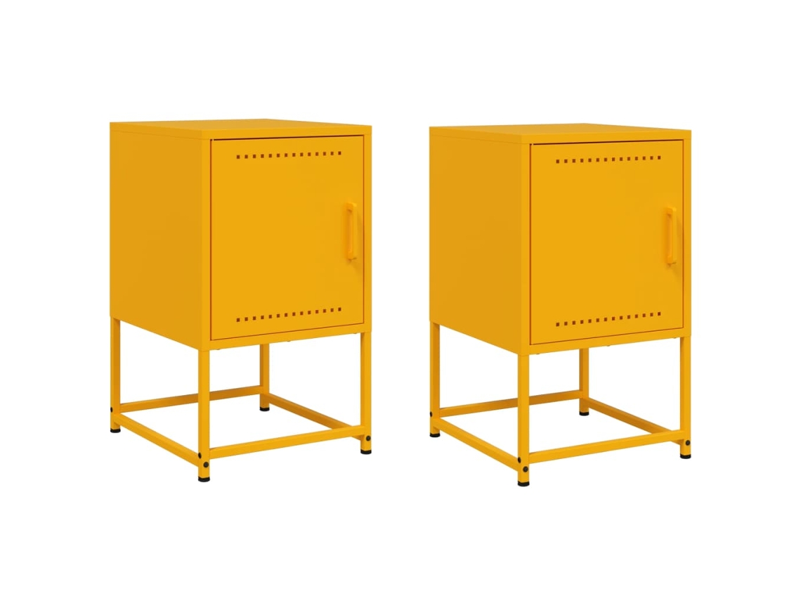Bedside Cabinet, Bedside Cabinets Vidaxl Amarelo Aço (n/a)