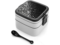 Marmita Bento Dupla Com Glitter Para Adultos, Com Colher E Alça, À Prova De Vazamentos, Empilhável E Ideal Para Trabalho