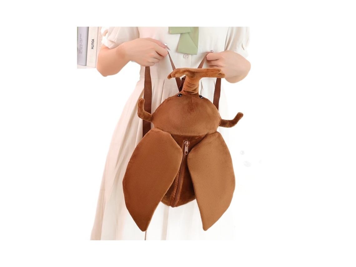 Mochila de Pelúcia de Inseto Besouro Veado Cartoon Mochila Pequena Infantil Amarelo Terra CHABERLU