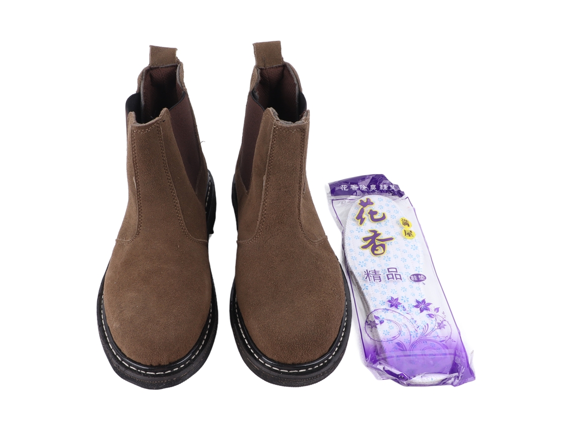 Bota de Solda com Ponta de Aço Antiderrapante e Respirável Couro Cáqui | S/MARCA