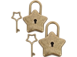 Conjunto De 2 Cadeados Healeved Em Liga Zinco Com Estrela Cinco Pontas E Chave, Cadeados De Metal Para Acessórios