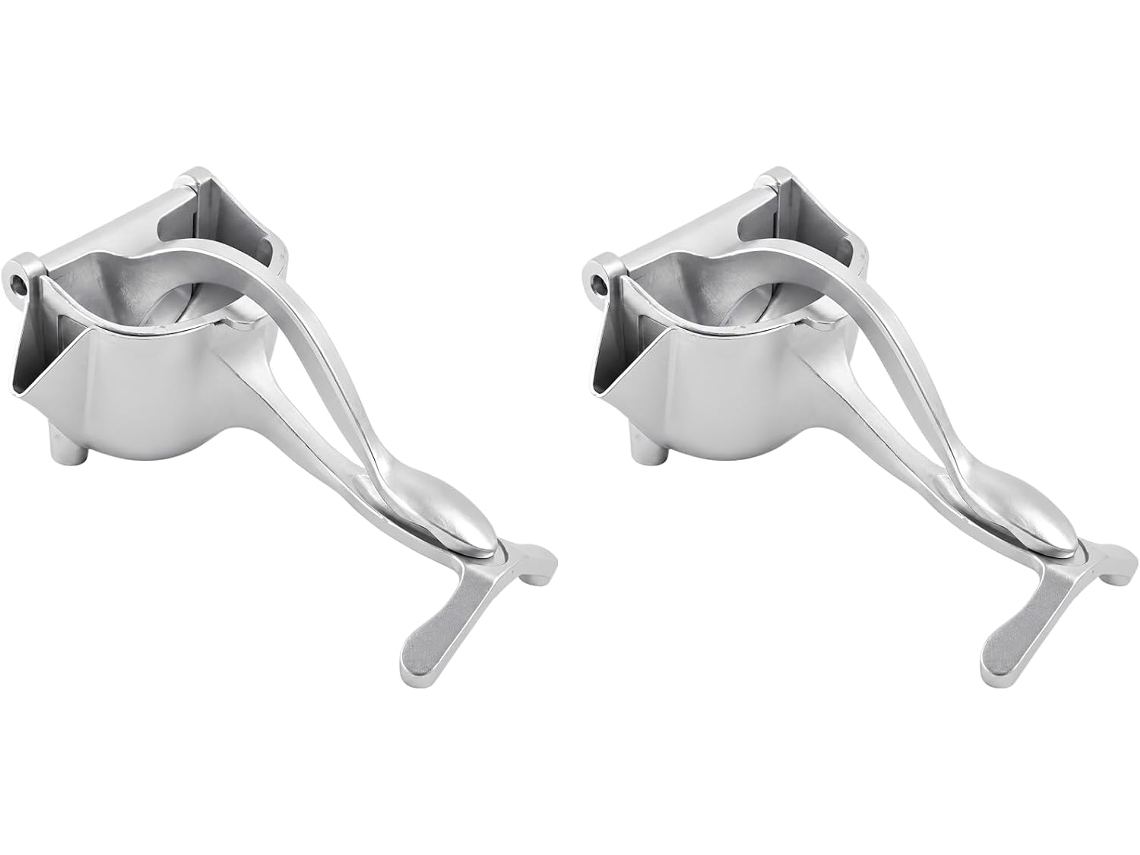 Espremedor manual de 2 peças, com articulação de alumínio em formato de V, espremedor de limão com cabo ergonômico, ideal para laranjas.