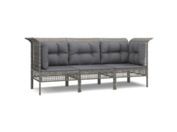 Conjunto de 3 peças de lounge de jardim com almofadas Vime Pe Cinzento MAISON EXCLUSIVE
