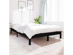 Vidaxl Estrutura De Cama 140x190 Cm Madeira De Pinho Maciça Preto