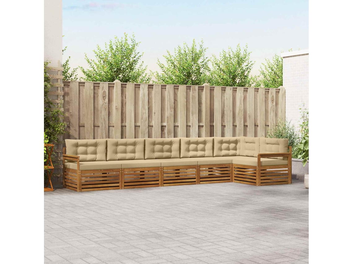Vidaxl Conjunto De Sofás Para Exterior 6 Pcs Natural E Bege