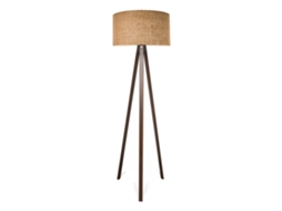 Candeeiro de Pé Tripé Newport 1Xe27 20 W Mdf Têxtil 21 X Ø 38 Cm Castanho / Efeito Madeira LUX.PRO.