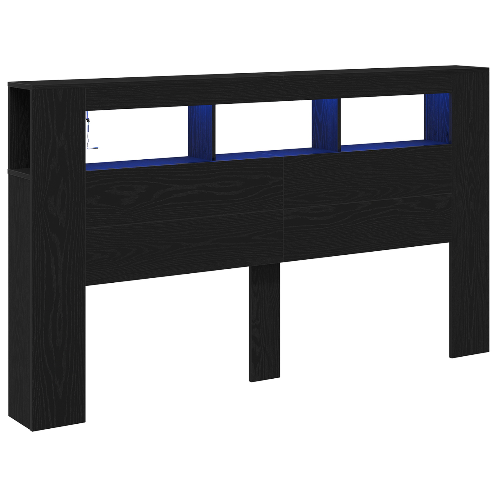 Conjunto 1 Cabeceira Led Vidaxl Preto Derivados De Madeira (180 X 18,5 X 103,5 Cm)
