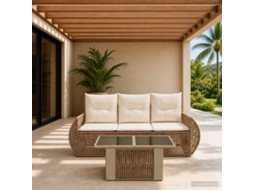 Vidaxl Conjunto De Sofá De Jardim 4 Unid. Bege E Branco Creme Vime Pe