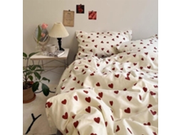 Conjunto de Cama Romântico Capa Edredom com Coração Vermelho, 20 Cm, Fronha Elegante e Design CHABERLU