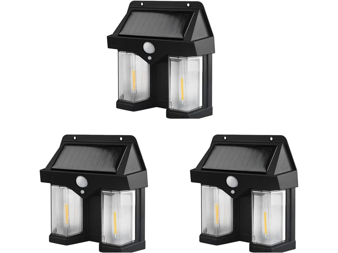 3 X Luminárias Solares De Parede Externas Em Formato De Coração Duplo, Com Sensor De Movimento E Cla Gokoco