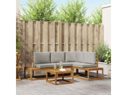 Vidaxl 5 Unid. Conjunto De Sofás Para Exterior Cinza Natural E Claro