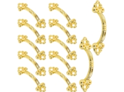 Conjunto De 12 Mini Puxadores Vintage Dourados Com Estampa Floral Retrô Para Gavetas, Caixas De Joias, Armários E Baús