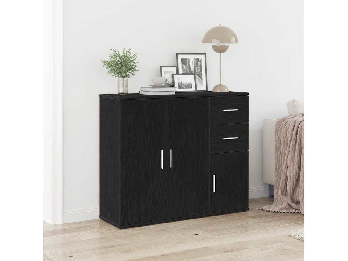 Vidaxl Aparador Carvalho Preto 91x29,5x75 Cm Madeira Engenheirada