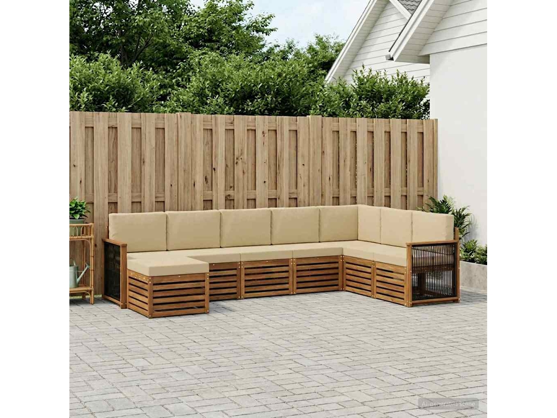 Vidaxl Conjunto De Sofás Para Exterior 6 Unid. Natural