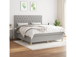 Vidaxl Cama Com Molas/colchão 160x200 Cm Tecido Cinzento-claro