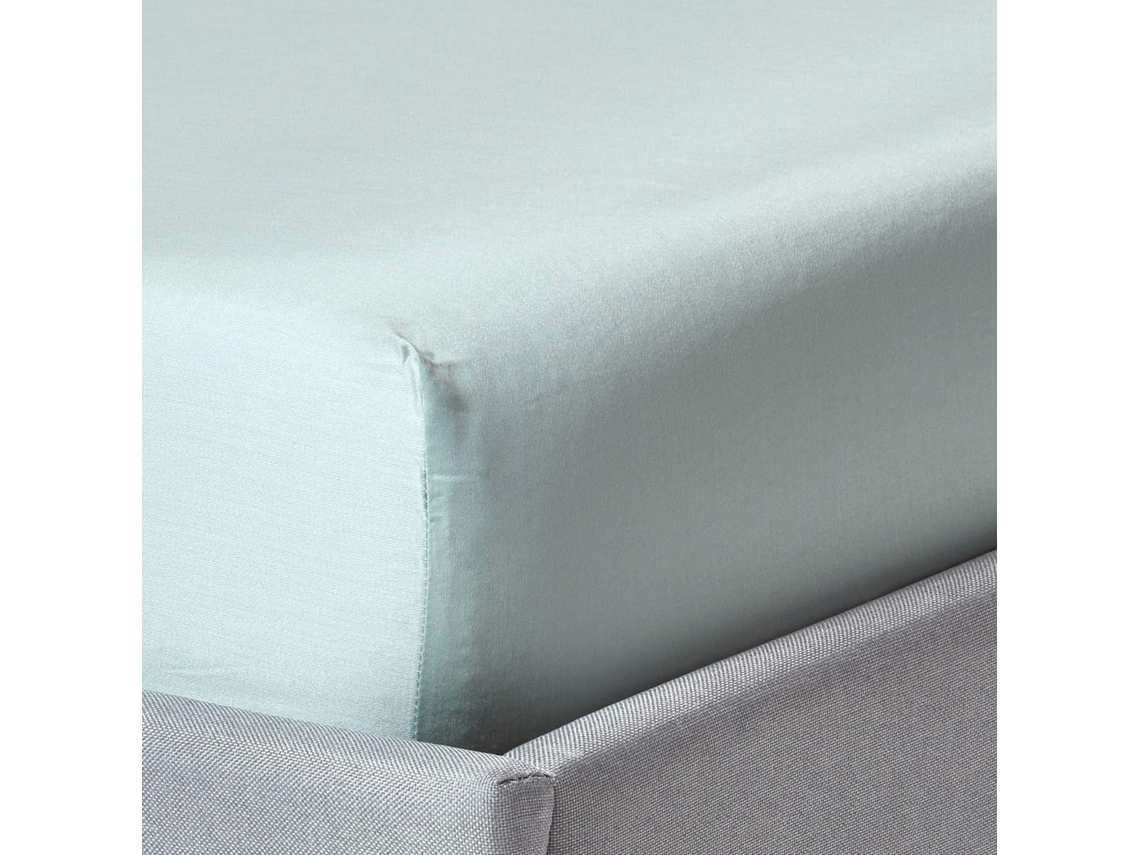Homescapes Duck Egg Blue Organic Cotton Fitted Sheet 400 Thread Count, 90 X 190 Cm
