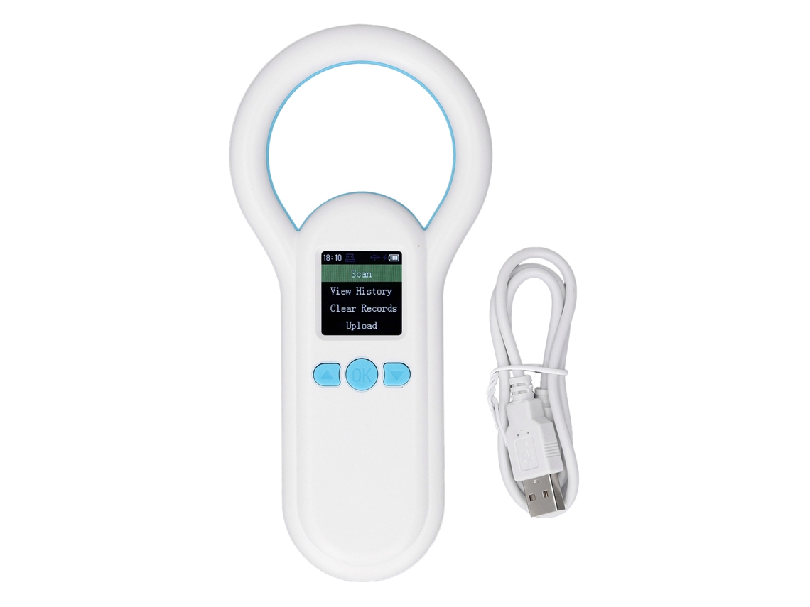 Scanner de Microchip para Pet 134.2khz com Tela Tft 1.44 Polegadas e Armazenamento de 500 Registros