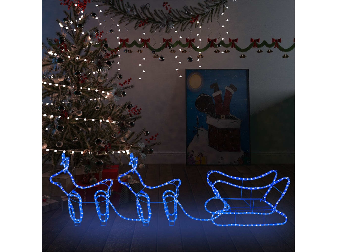 Vidaxl Decoração De Natal Rena E Trenó De Exterior 576 Luzes Led