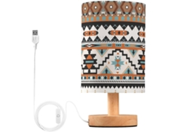 Luminária De Cabeceira Mnsruu Aztec Indian Kashmir Western, Com Led, Abajur De Mesa E Cúpula Tecido, Ideal Para Quarto E