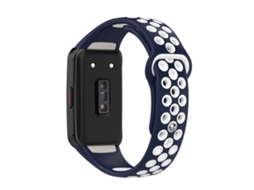 Bracelete Silicone Duas Cores Ajustável para Huawei Band 6/Honor Band 6 Azul Da Meia Noite/Branco