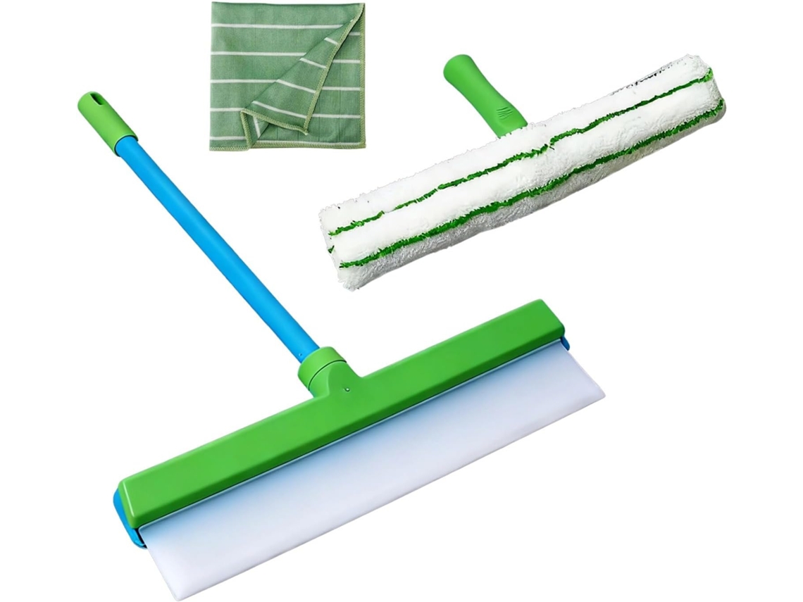 Conjunto De Rodo Borracha, 2 Peças Verde Branco Com Cabo De 38, 6cm 15, 2 Polegadas
