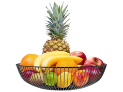 Cesta De Frutas De Ferro Com Revestimento Em Pó Preta, Design Aberto, Capacidade Grande, Antidesgaste E Segura Para Frutas E Lanches