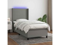 Vidaxl Cama Box Spring C/ Colchão E Led 80x200 Cm Tecido Cinza-escuro