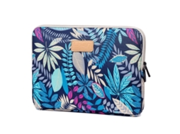 Bolsa Para Laptop Lisen De 14 Polegadas Em Flanela E Lona Com Folhas Fundo Azul Brilvibera